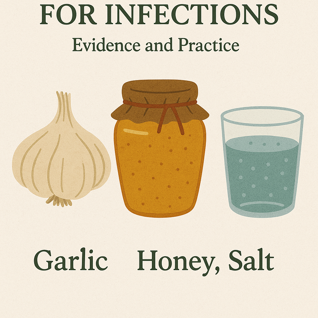 Home Remedies for Infections Evidence and Practice (Garlic, Honey, Saltwater)