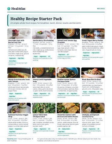 Preview of the Healthy Recipe Starter Pack PDF